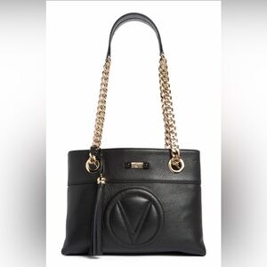Valentino Black Shoulder Bag with Gold Chain